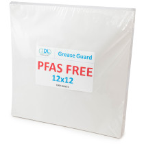 12" x 12" PFAS-Free, Grease-Proof Paper Sheets, White